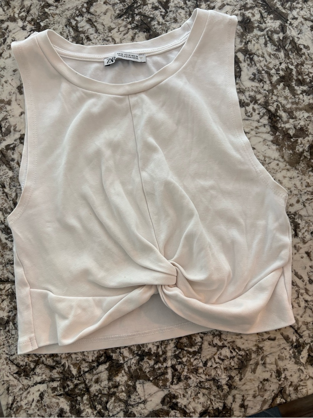Zara Cream Twist-Front Sleeveless Crop Top